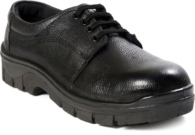 

JK Port Men New Black Leather Safety Shoe With Steel Toe Derby For Men(Black