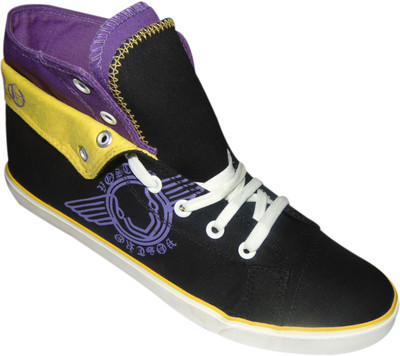 

GS Footwear Men Canvas Shoes For Men(Black, Yellow, Purple