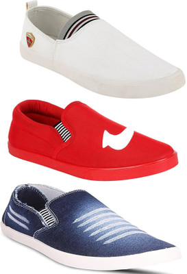

Clymb Combo Pack Of 3 Flat Loafers Canvas Shoes For Men(Multicolor