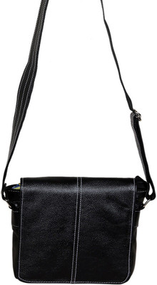 

HYATT Boys & Girls Casual Black Genuine Leather Sling Bag