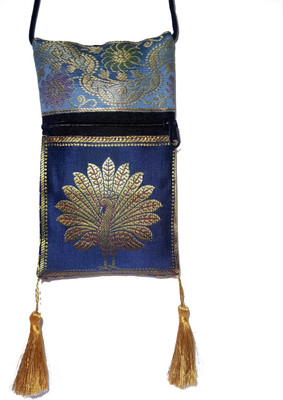

37 ThirtySeven Girls Evening/Party, Casual Blue Silk Sling Bag