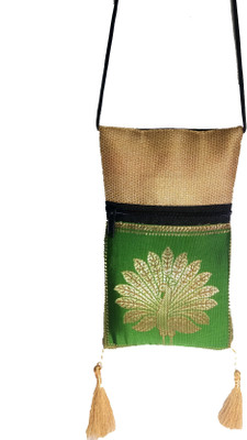 

37 ThirtySeven Girls Casual Green Silk Sling Bag
