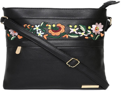 

Addons Women Casual Black PU Sling Bag