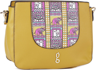 

Global Desi Women Casual Yellow PU Sling Bag