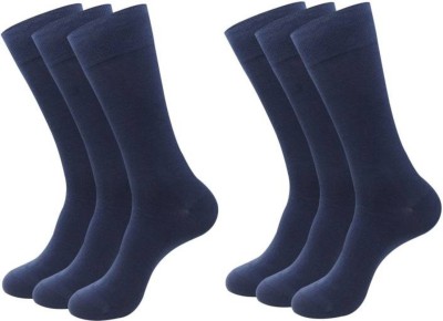 PinKit Men Solid Mid-Calf/Crew(Pack of 6)