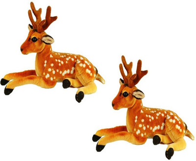 MEGAEMART Deer Animal Stuffed Soft Toy combo - 32 cm(Multicolor)