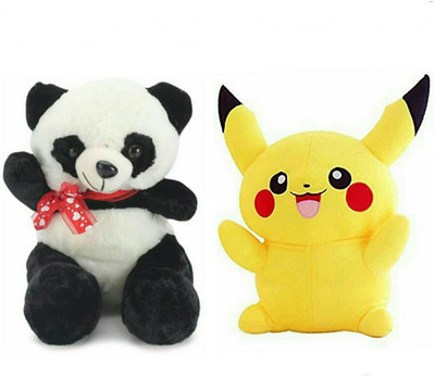 

soniya Enterprises panda-25cm and pikachu - 30 cm(Black, White, Yellow)