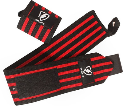 

SKULPTZ Heavy Duty Gym Weight Training Cross Fit Powerlifting Wrist Wrap Support (PAIR) (Competition Grade) - Red Wrist Support(Red