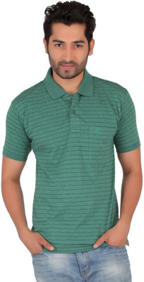 

Awack Striped Men's Polo Neck Green T-Shirt