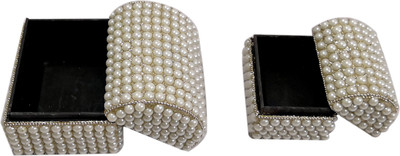 

Indurre Hand Made Pearl Jewellery Box Set of 2 Makeup and Jewellery Vanity Box(White)