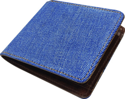 

Denim Décor Men Blue Denim, Artificial Leather Wallet(6 Card Slots), Blue;brown