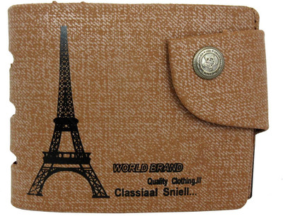 Apki Needs Boys Tan Artificial Leather, Canvas Wallet(3 Card Slots)