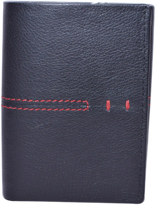

Cut The Chase Men Black Genuine Leather Wallet(7 Card Slots), Black leather