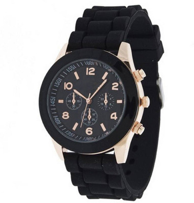 

Miss Perfect Black Rubber Belt diamond watch for women Watch - For Boys
