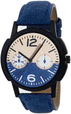

SPINOZA KN003GP latest chronograph pattern attractive blue genuine leather belt watch for Men and Women Watch - For Boys & Girls