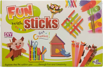 

Playtime Fun with Sticks Art Game for kids, Craft kits, Do it yourself, Sticking and making art piece with sticks kit Paint and color, DIY Activity game