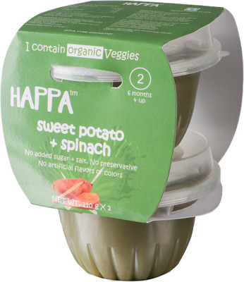 

happa Organic Sweet Potato + Mango + Pear Puree, Baby food for 8 months+, Stage-3 Cereal(220 g, Pack of 2, 6+ Months)