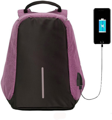 

ShopyBucket Anti-Theft Laptop Travel Backpack with USB Plug Charging port Laptop Backpack 22 L Laptop Backpack(Purple, Black), Rose red