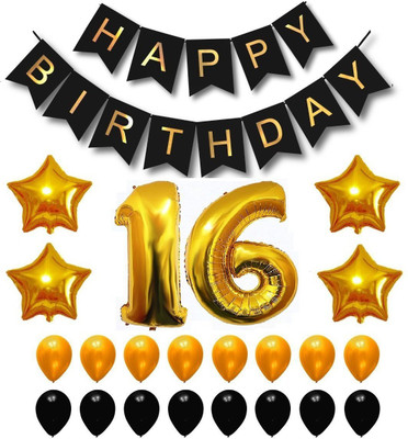 

Theme My Party Solid Birthday Decoration Kit Balloon(Black, Pack of 57)