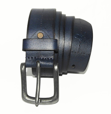 SQUID BLUE Men Casual Blue Genuine Leather Belt