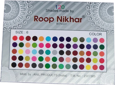 

Roop Nikhar Multicolor 120 Shades Plain Round Size Luxury Quality Bindi Set of 1 Pcs Forehead Multicolor Bindis(Bindi)