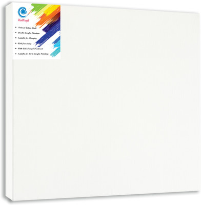 

KetKraft White Stretched Canvas Square Linen Acid Free Pre Stretched Canvas (Set of 1)(White)