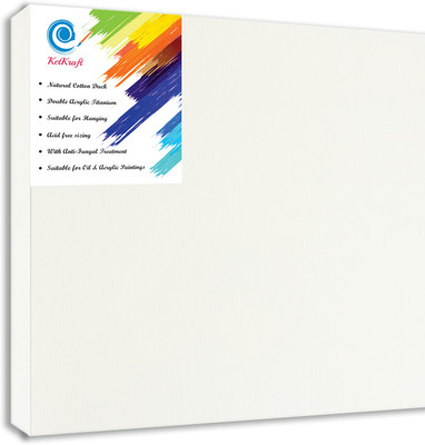 

KetKraft White Stretched Canvas Square Linen Acid Free Pre Stretched Canvas (Set of 1)(White)