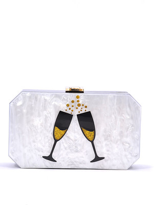 Coral Tree Casual White Clutch