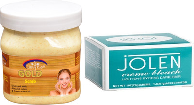 

Pink Root Gold Scrub 500ml, JOLEN Creme Bleach(Set of 2)