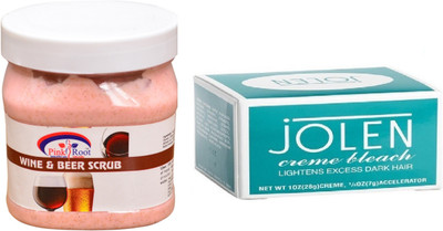

Pink Root Wine & Beer Scrub 500ml, JOLEN Creme Bleach(Set of 2)