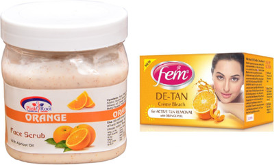 

Pink Root Orange Scrub 500ml, Fem De-Tan Bleach(Set of 2)