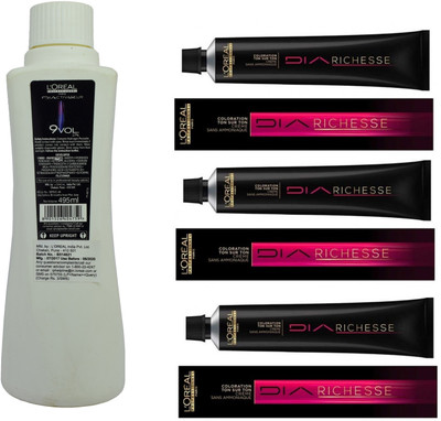 

L'Oreal DIA Ammonia Free hair color 4 Brown(3 tube) 60mL+ DIA Activateur Developer 495mL(Set of 4)