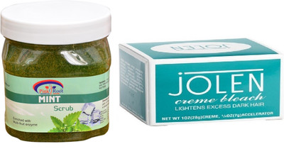 

Pink Root Mint Scrub 500ml, JOLEN Creme Bleach(Set of 2)