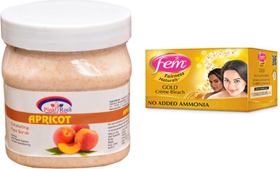 

Pink Root Apricot Scrub 500ml, Fem Gold Bleach(Set of 2)