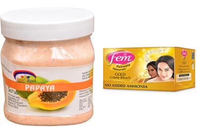 

Pink Root Papaya Scrub 500ml, Fem Gold Bleach(Set of 2)