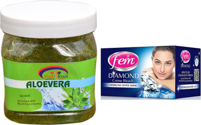 

Pink Root Aloe Vera Scrub 500ml, Fem Diamond Bleach(Set of 2)