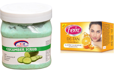 

Pink Root Cucumber Scrub 500ml, Fem De-Tan Bleach(Set of 2)