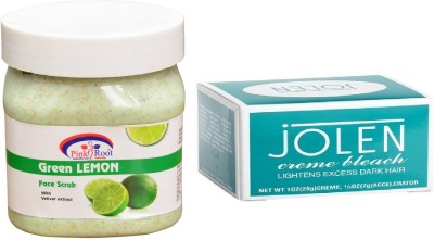 

Pink Root Green Lemon Scrub 500ml, JOLEN Creme Bleach(Set of 2)