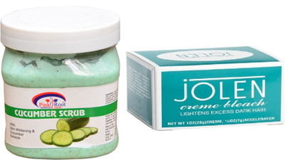 

Pink Root Cucumber Scrub 500ml, JOLEN Creme Bleach(Set of 2)