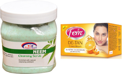 

Pink Root Neem Scrub 500ml, Fem De-Tan Bleach(Set of 2)