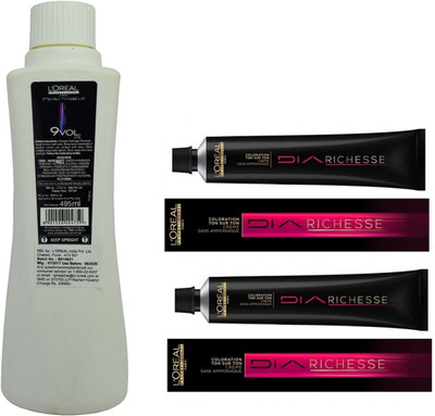 

L'Oreal DIA Ammonia Free hair color 4 Brown (2 tube) 60mL+ DIA Activateur Developer 495mL(Set of 3)