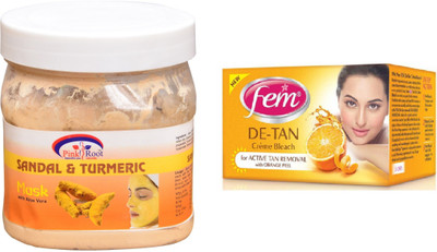 

Pink Root Sandal & Turmeric Mask 500ml, Fem De-Tan Bleach(Set of 2)