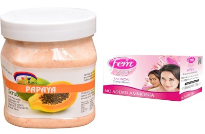 

Pink Root Papaya Scrub 500ml, Fem Saffron Bleach(Set of 2)