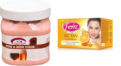 

Pink Root Wine & Beer Scrub 500ml, Fem De-Tan Bleach(Set of 2)