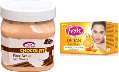 

Pink Root Chocolate Scrub 500ml, Fem De-Tan Bleach(Set of 2)