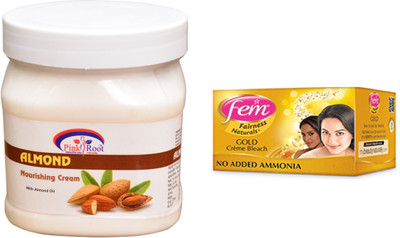 

Pink Root Almond Nourishing Cream 500ml, Fem Gold Bleach(Set of 2)