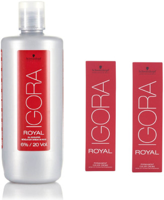

Schwarzkopf Igora Royal Permanent color crème 6-65 Dark Blonde Chocolate(2tube) 60mL+ Igora Oil Developer 1000 mL(Set of 3)