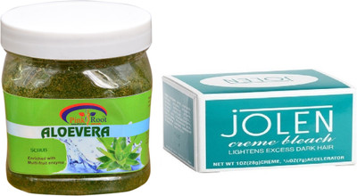 

Pink Root Aloe Vera Scrub 500ml, JOLEN Creme Bleach(Set of 2)