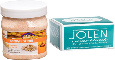 

Pink Root Sandal Scrub 500ml, JOLEN Creme Bleach(Set of 2)