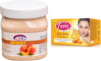 

Pink Root Apricot Scrub 500ml, Fem De-Tan Bleach(Set of 2)
